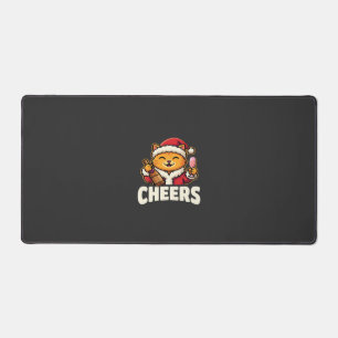 Christmas Cat Cheers Holiday Drinking Desk Mat