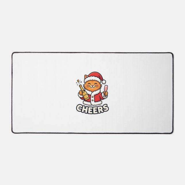 Christmas Cat Cheers Vector Design Desk Mat (Front)