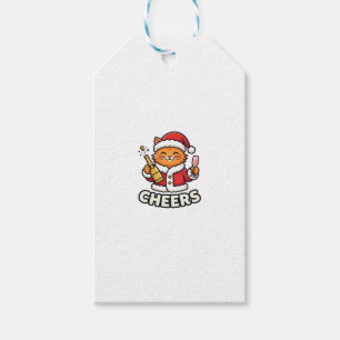 Christmas Cat Cheers Vector Design Gift Tags