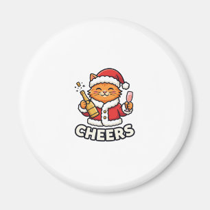 Christmas Cat Cheers Vector Design Magnet