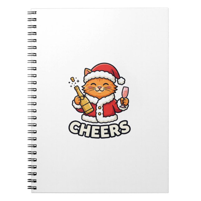 Christmas Cat Cheers Vector Design Notebook (Front)