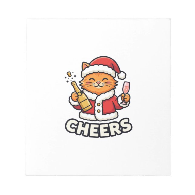 Christmas Cat Cheers Vector Design Notepad (Front)