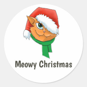 Christmas Cat Classic Round Sticker