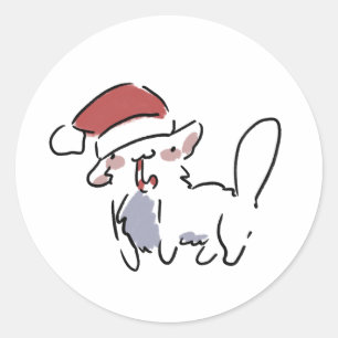 Christmas Cat Classic Round Sticker