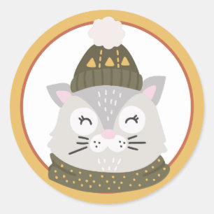 Christmas Cat Classic Round Sticker