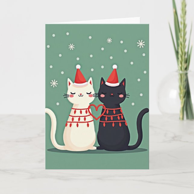 Christmas Cat Couple Love Card (Front)
