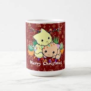 christmas cat cute, customise personalised text coffee mug