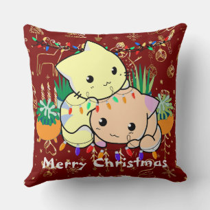 christmas cat cute, customize personalized text cushion