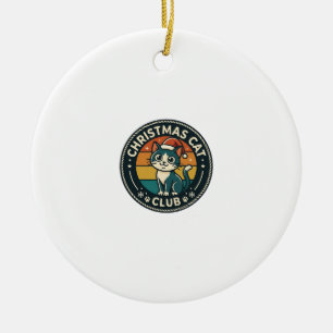 Christmas Cat Cute Kitty Design - Christmas Cat Cl Ceramic Tree Decoration