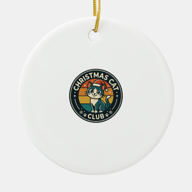 Christmas Cat Cute Kitty Design - Christmas Cat Cl Ceramic Tree Decoration (Front)