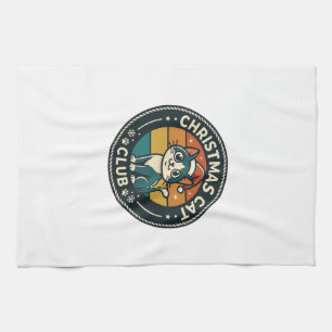 Christmas Cat Cute Kitty Design - Christmas Cat Cl Tea Towel