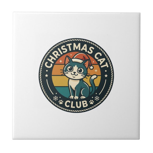 Christmas Cat Cute Kitty Design - Christmas Cat Cl Tile (Front)