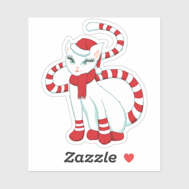 Christmas Cat Cute White Kitty (Sheet)
