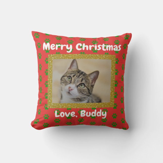 Christmas Cat Dog Dad Mum Love Pet Photo Cushion (Front)