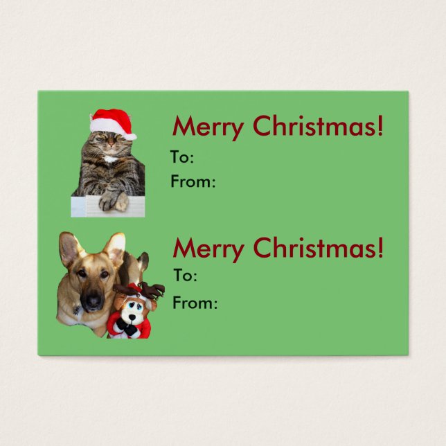 Christmas Cat & Dog Gift Tag/Business Card (Front)