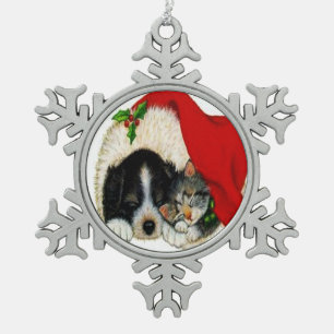 Christmas Cat & Dog Snow Flake Ornament