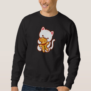 CHRISTMAS CAT Eating GINGERBREAD CAT Cookie Sweatshirt