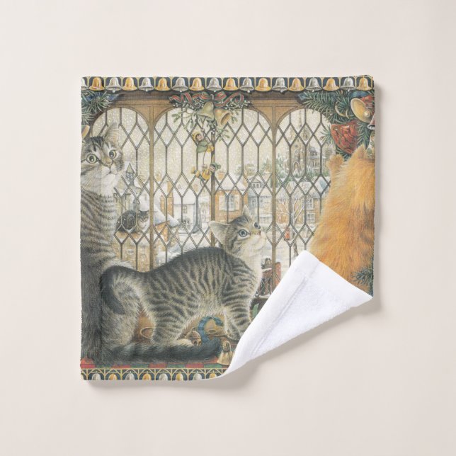 CHRISTMAS CAT FACE CLOTH (Wash Cloth)