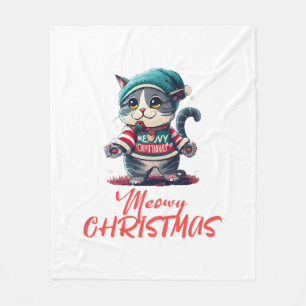 Christmas Cat Fleece Blanket