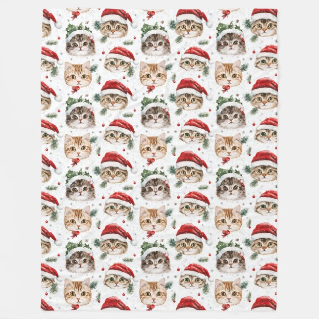 Christmas Cat  Fleece Blanket (Front)