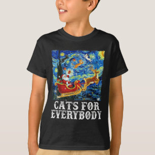 Christmas Cat For Everybody Santa Reindeer Starry T-Shirt