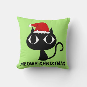 CHRISTMAS CAT funny pillows, MEOWY CHRISTMAS Cushion