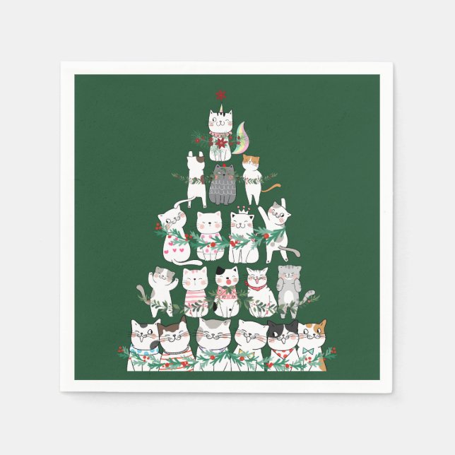 Christmas Cat Funny Tree Funny   Napkin (Front)
