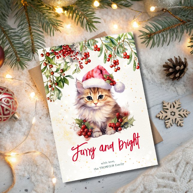 Christmas cat furry and bright holiday card (Creator Uploaded)
