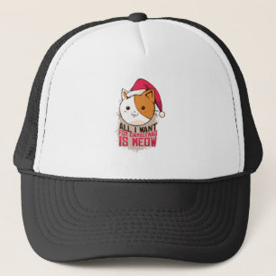 Christmas Cat Gift For Meow Kitten Lover Trucker Hat