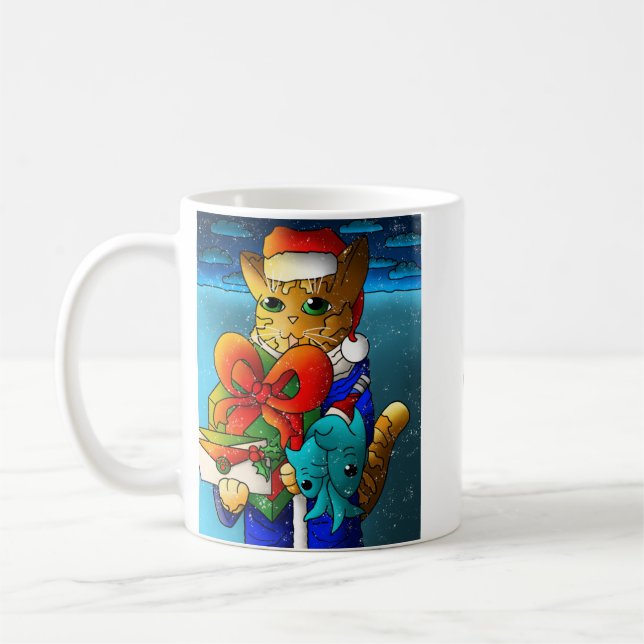 Christmas Cat Guest Coffee Mug (Left)