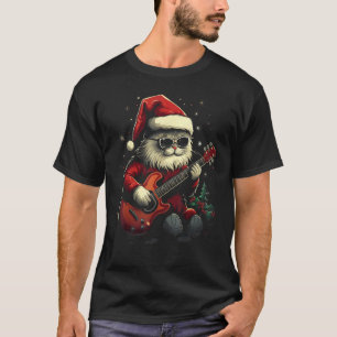 Christmas Cat Guitar Player Xmas Gift Funny Musici T-Shirt