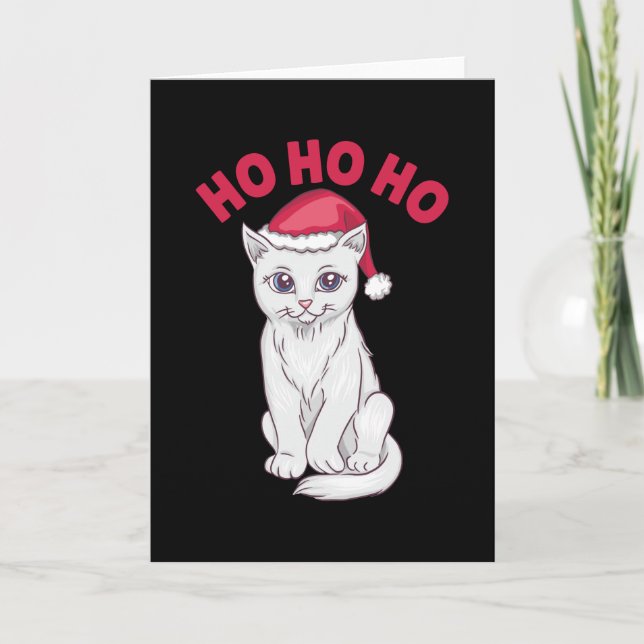 Christmas Cat Ho Ho Ho Card (Front)