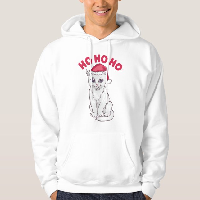Christmas Cat Ho Ho Ho Hoodie (Front)