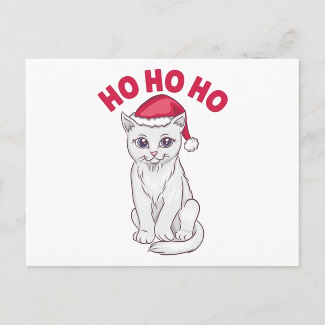 Christmas Cat Ho Ho Ho Postcard (Front)