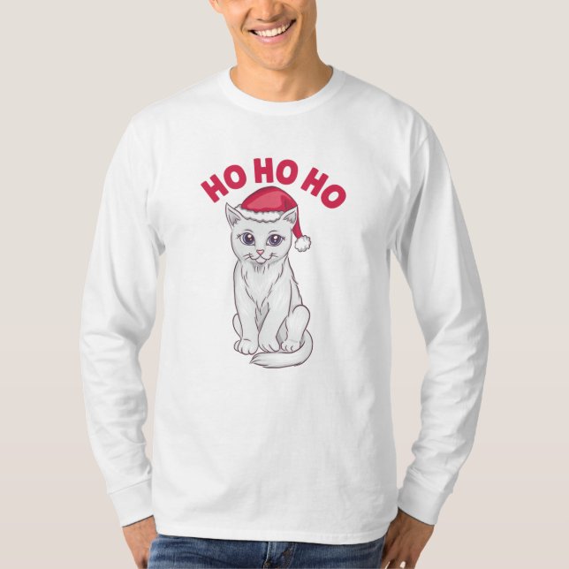 Christmas Cat Ho Ho Ho T-Shirt (Front)