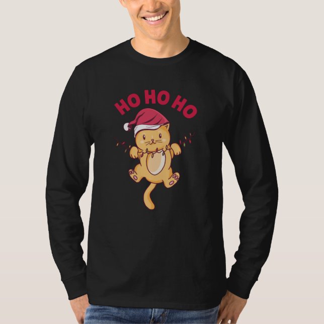 Christmas Cat Ho Ho Ho T-Shirt (Front)