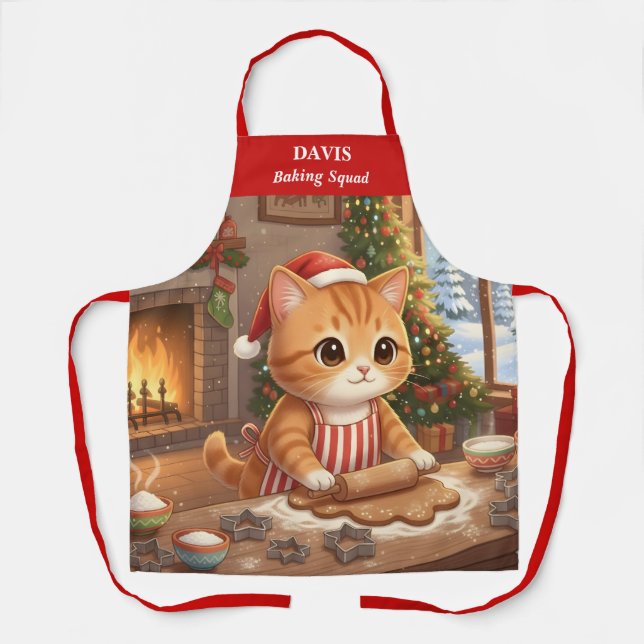 Christmas Cat Holiday Baking Apron (Front)