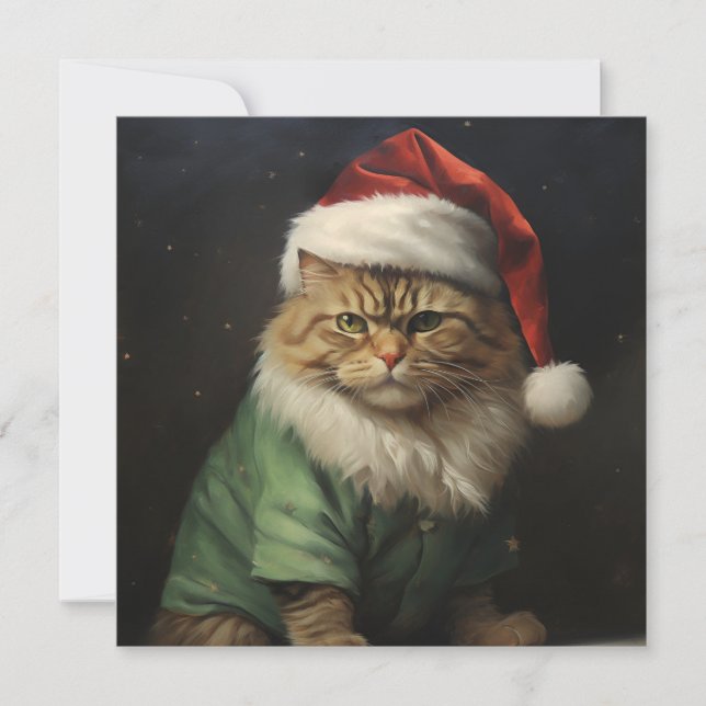 Christmas cat holiday greeting card (Front)