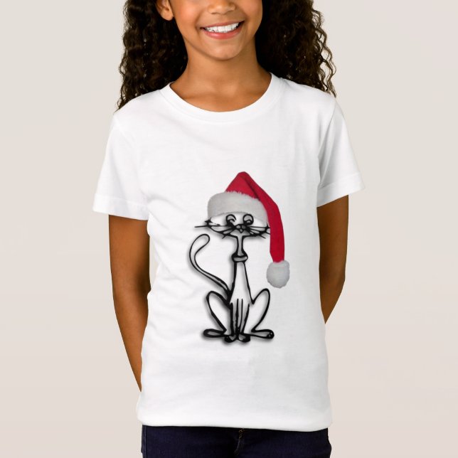 Christmas Cat Holiday T-Shirt (Front)