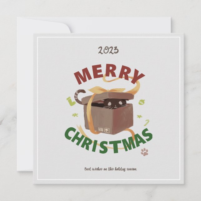 Christmas Cat In Carton Invitation (Front)