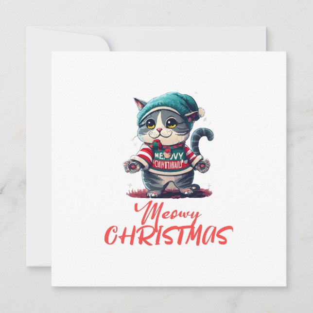 Christmas Cat  Invitation (Front)