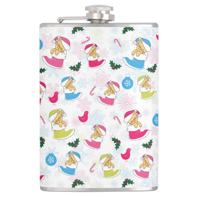 Christmas cat is sleeping hip flask (Front)