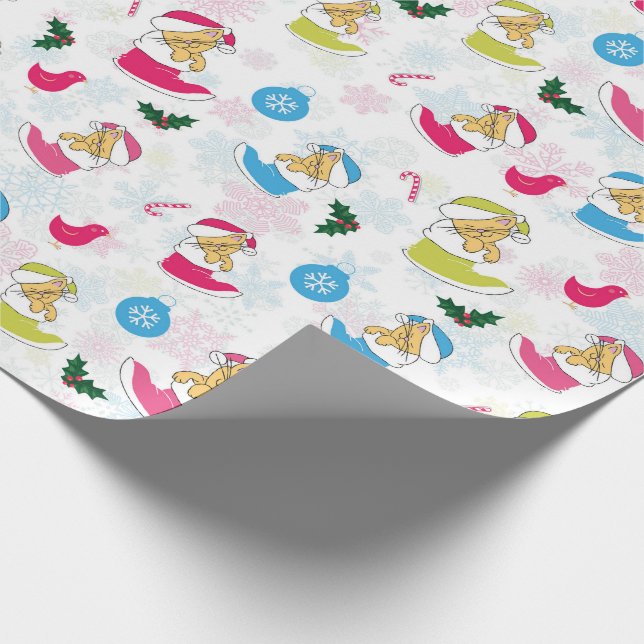 Christmas cat is sleeping wrapping paper (Corner)