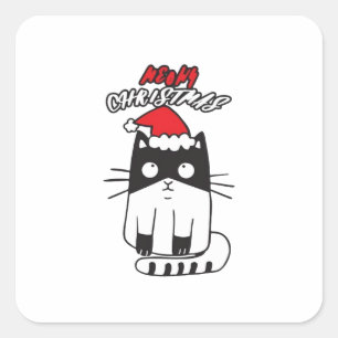 christmas cat,kawaii,cute,anime,meowy christmas sq square sticker