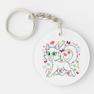 Christmas Cat Keychain (White)
