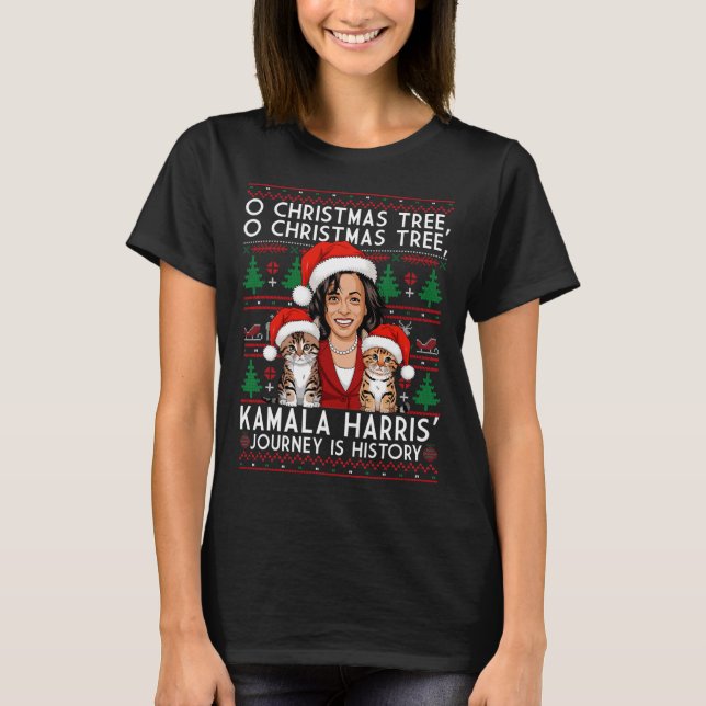 Christmas Cat Ladies For Kamala Santa Ornament Paj T-Shirt (Front)