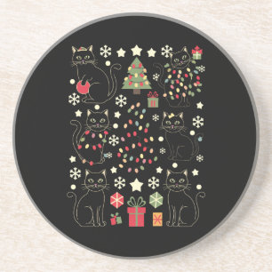 Christmas Cat Lover Gift For Cat Owner Coaster