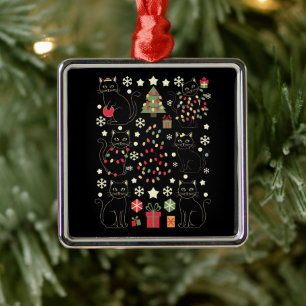 Christmas Cat Lover Gift For Cat Owner Metal Tree Decoration