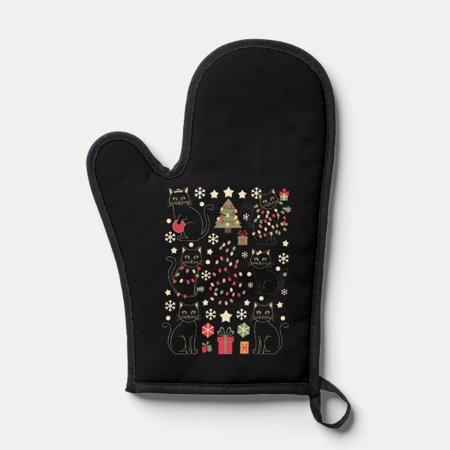 Christmas Cat Lover Gift For Cat Owner Oven Mitt (Front)