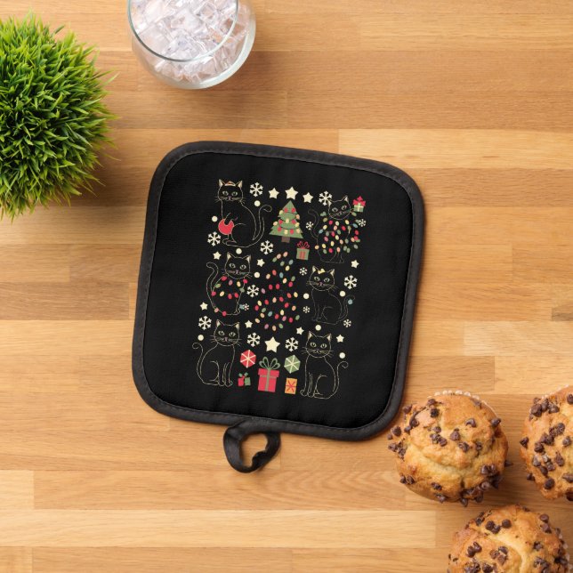 Christmas Cat Lover Gift For Cat Owner Pot Holder (Top Down)